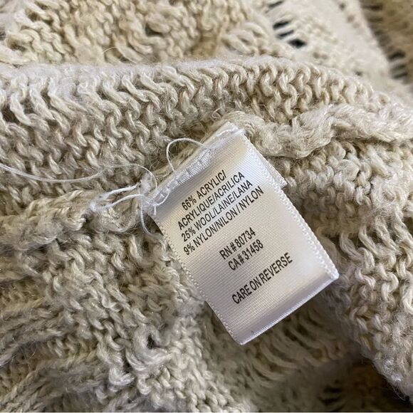 To The Max Wool Blend Open Knit Long Cardigan Sand M - Picture 5 of 6